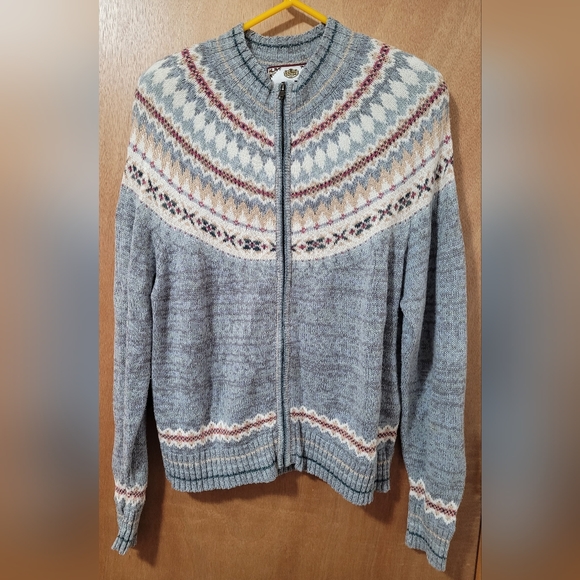 Tiara International Cardigan Full Zipper Sweater Ramie & Cotton sz Large - Picture 1 of 8